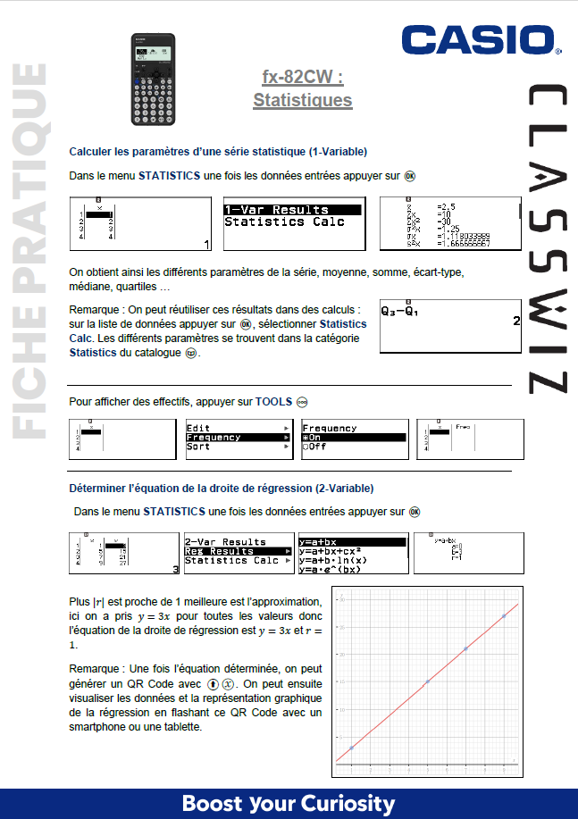 Fiche pratique statistiques avec la fx-82CW