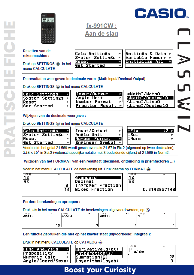 Aan de slag CASIO fx-991CW.