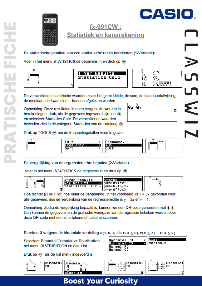 Statistik en kansrekening CASIO fx-991CW